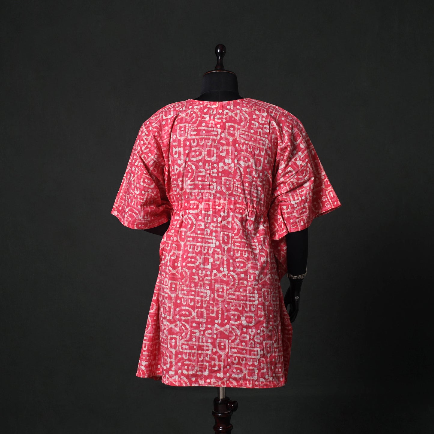 Pink - Hand Block Batik Print Cotton Kaftan (Medium) 72