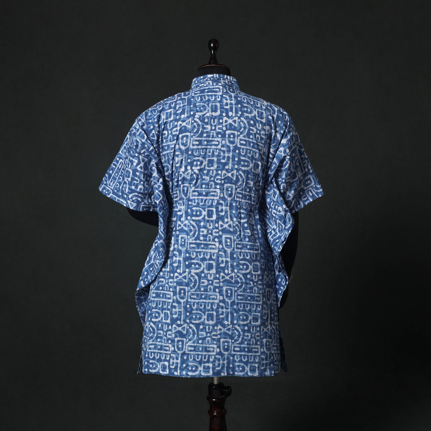Blue - Hand Block Batik Print Cotton Kaftan (Medium) 73