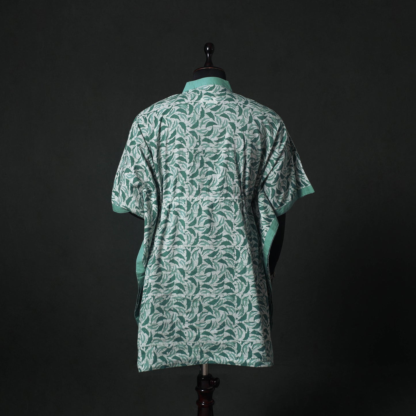 Green - Hand Block Batik Print Cotton Kaftan (Medium) 74