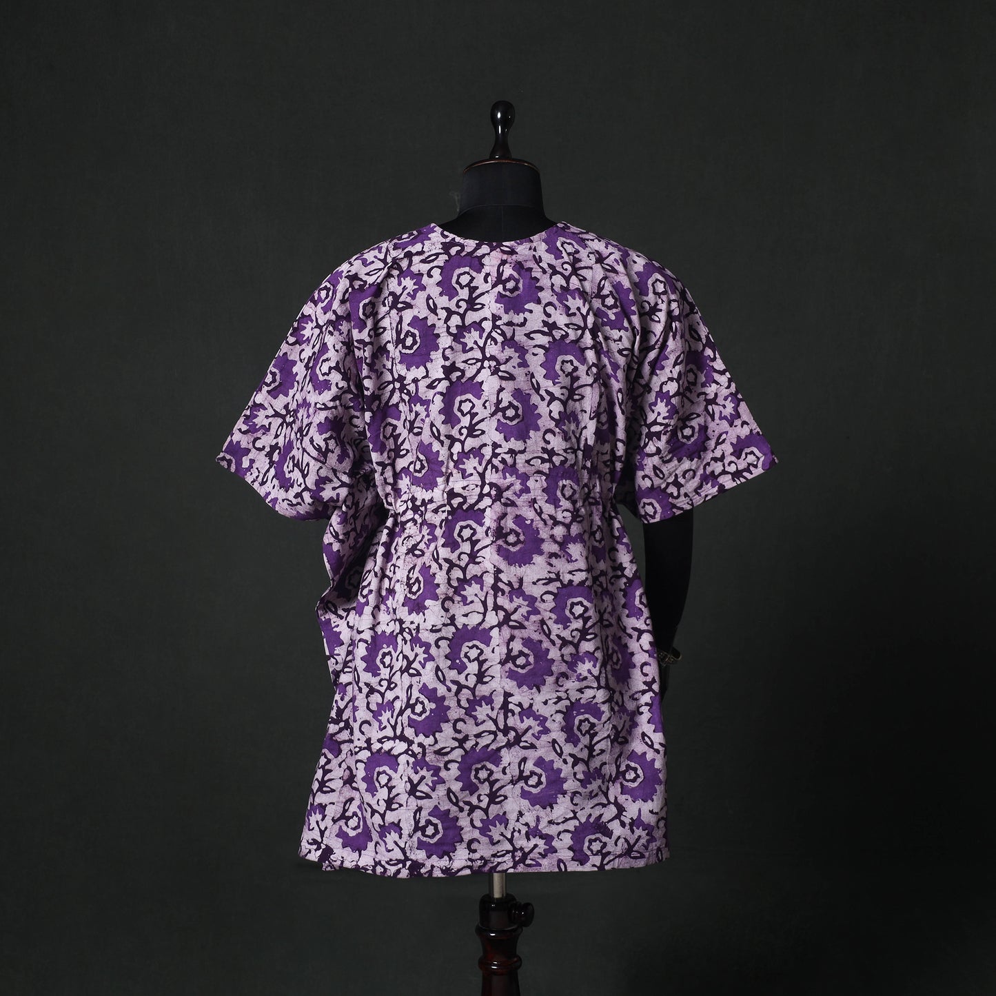 Purple - Hand Block Batik Print Cotton Kaftan (Medium) 78