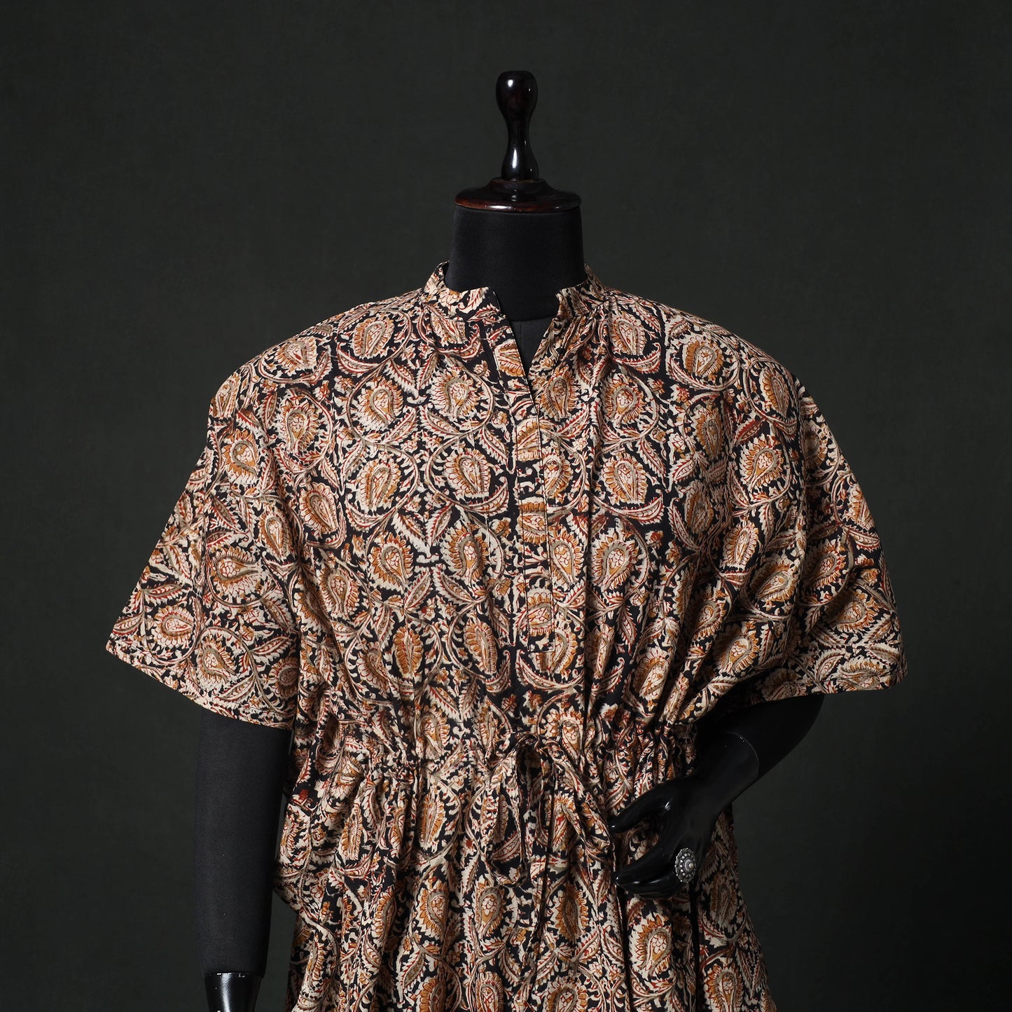 Kalamkari Hand Block Print Natural Dyed Cotton Kaftan (Short) 80