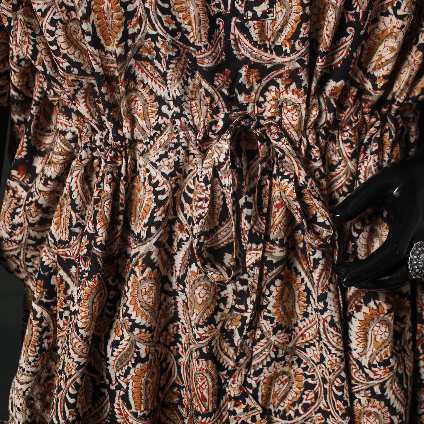 Kalamkari Hand Block Print Natural Dyed Cotton Kaftan (Short) 80