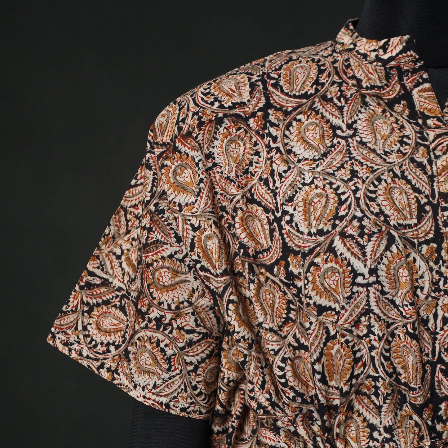 Kalamkari Hand Block Print Natural Dyed Cotton Kaftan (Short) 80