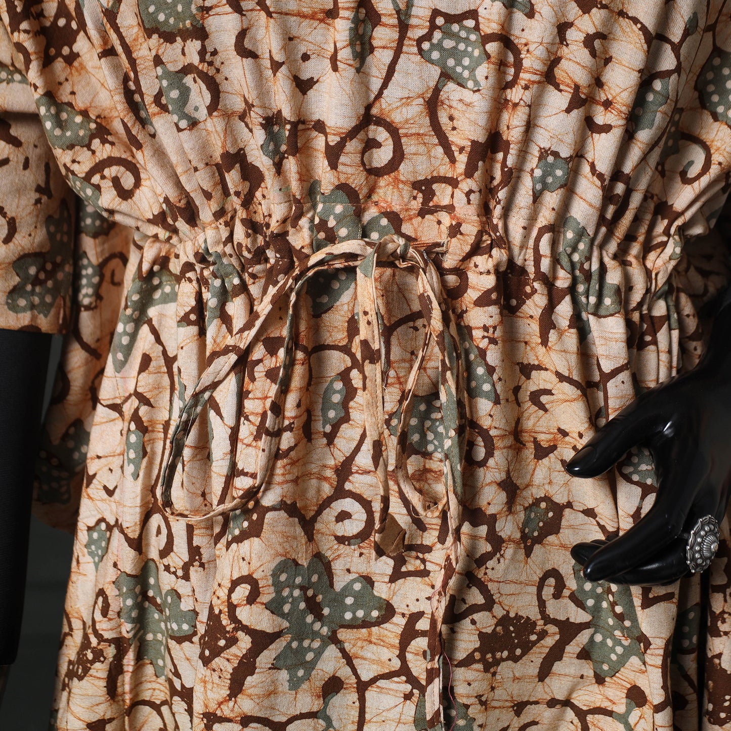 Brown - Hand Block Batik Print Cotton Kaftan (Long) 22