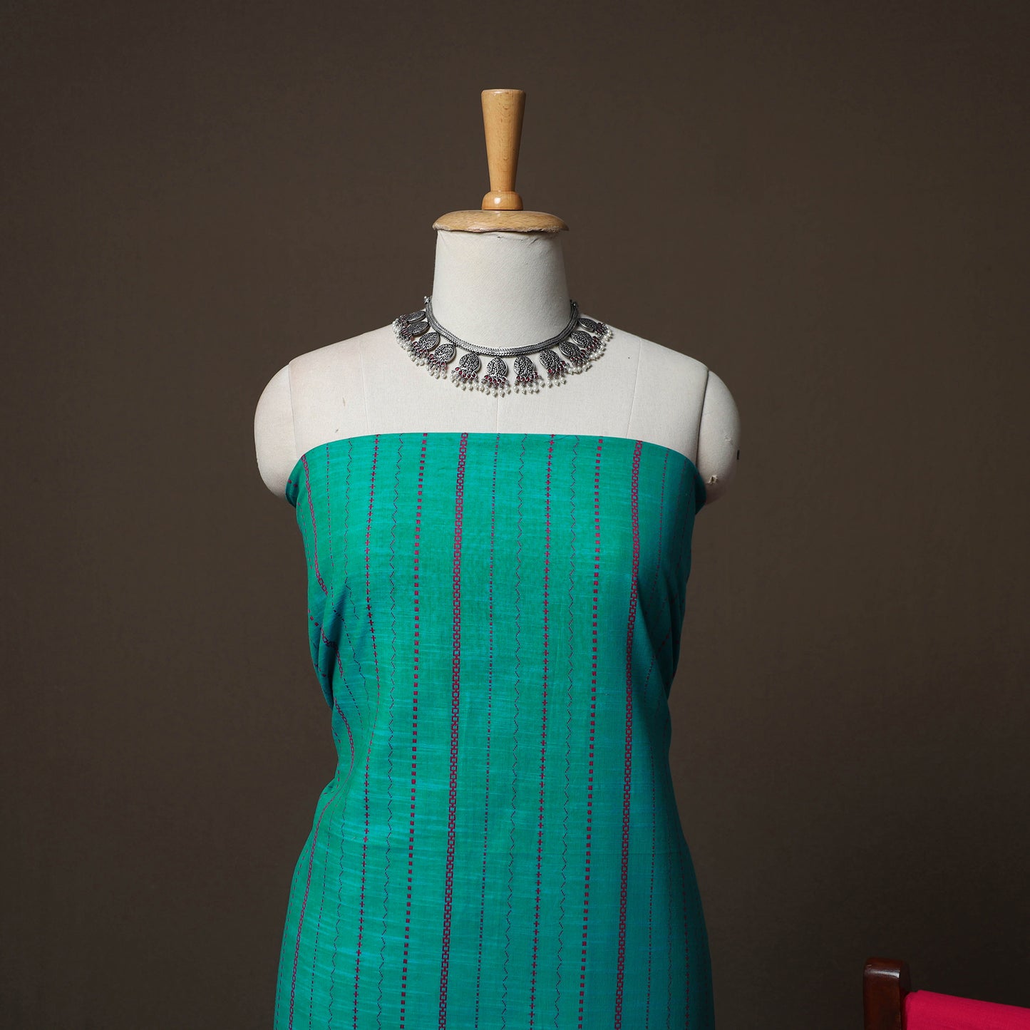 Green - Jacquard Woven Pure Cotton 3pc Unstitched Dress Material Suit Set 91