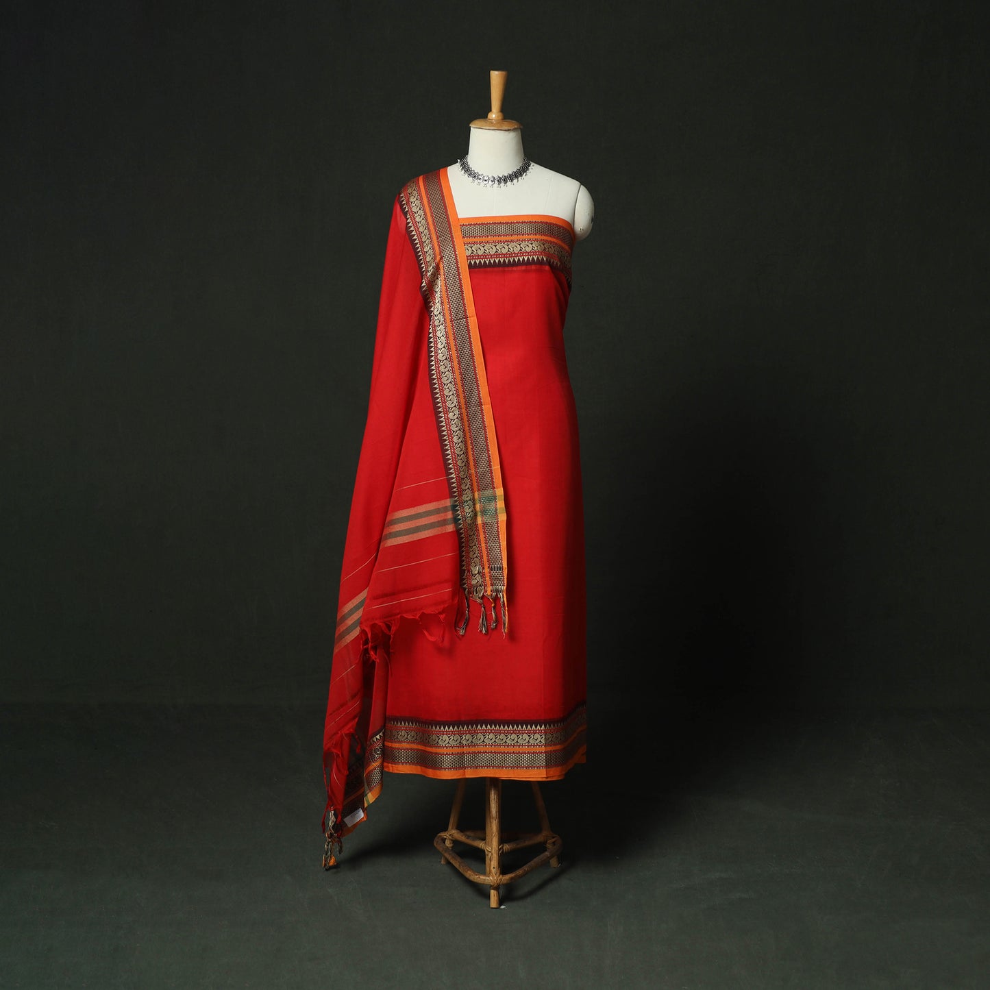 Dharwad Woven Mercerised Cotton 3pc Unstitched Dress Material Suit Set 53