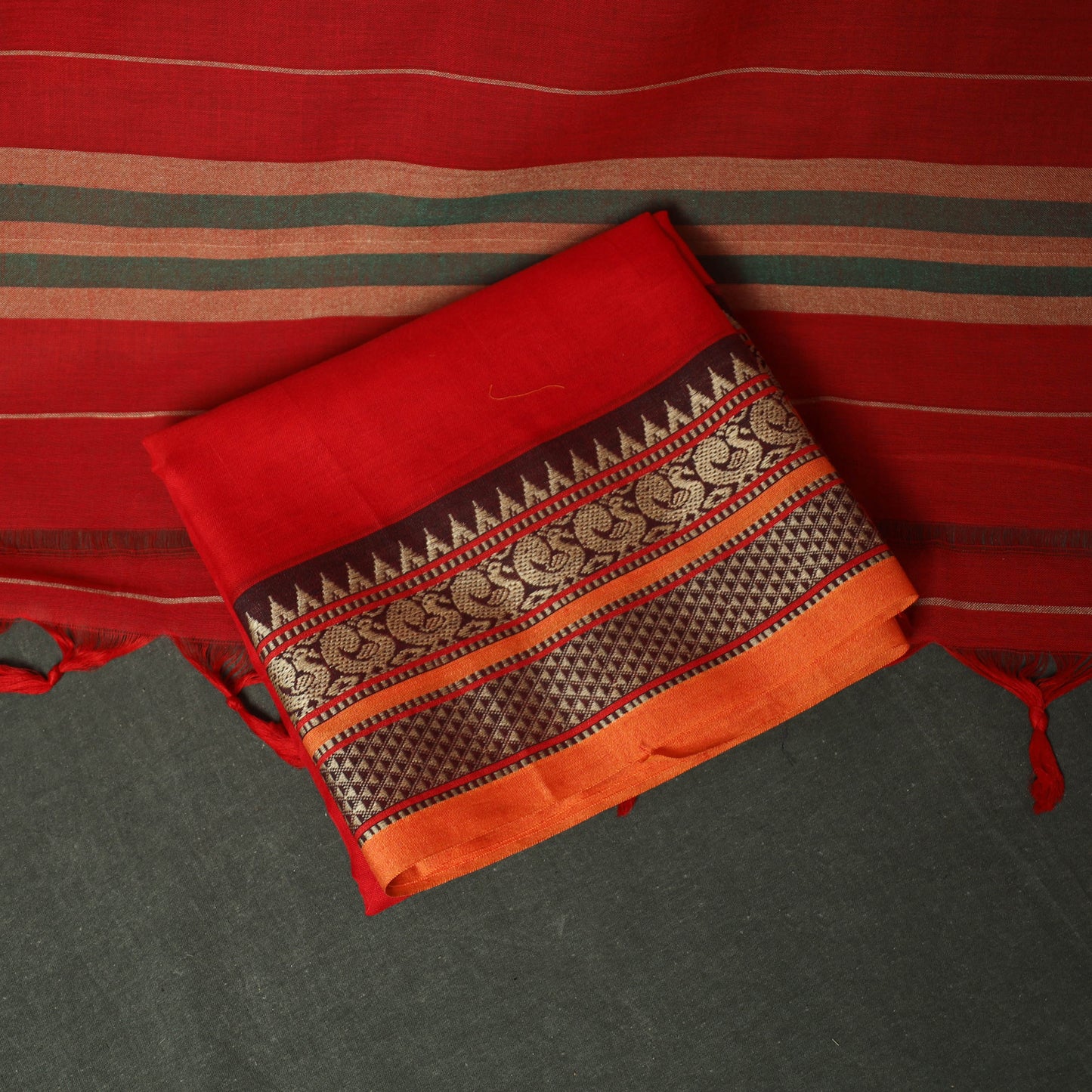 Dharwad Woven Mercerised Cotton 3pc Unstitched Dress Material Suit Set 53