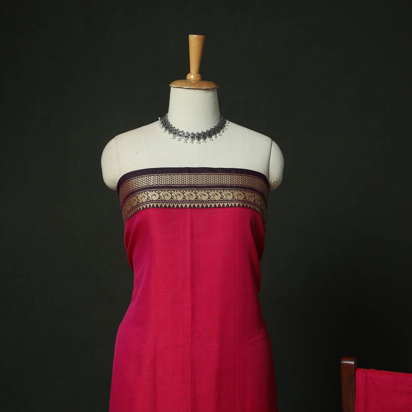 Pink - Dharwad Woven Mercerised Cotton 3pc Unstitched Dress Material Suit Set 58