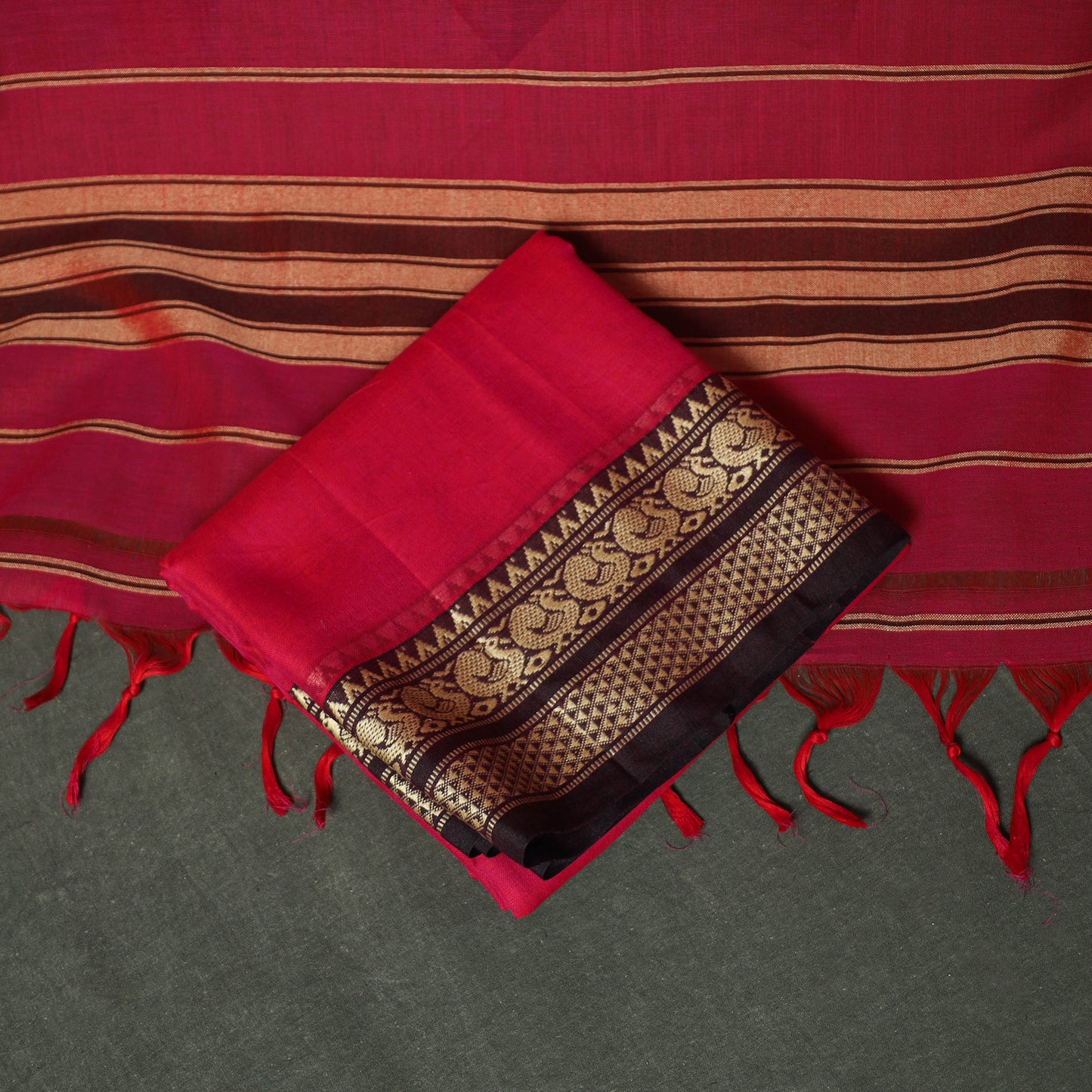 Pink - Dharwad Woven Mercerised Cotton 3pc Unstitched Dress Material Suit Set 58