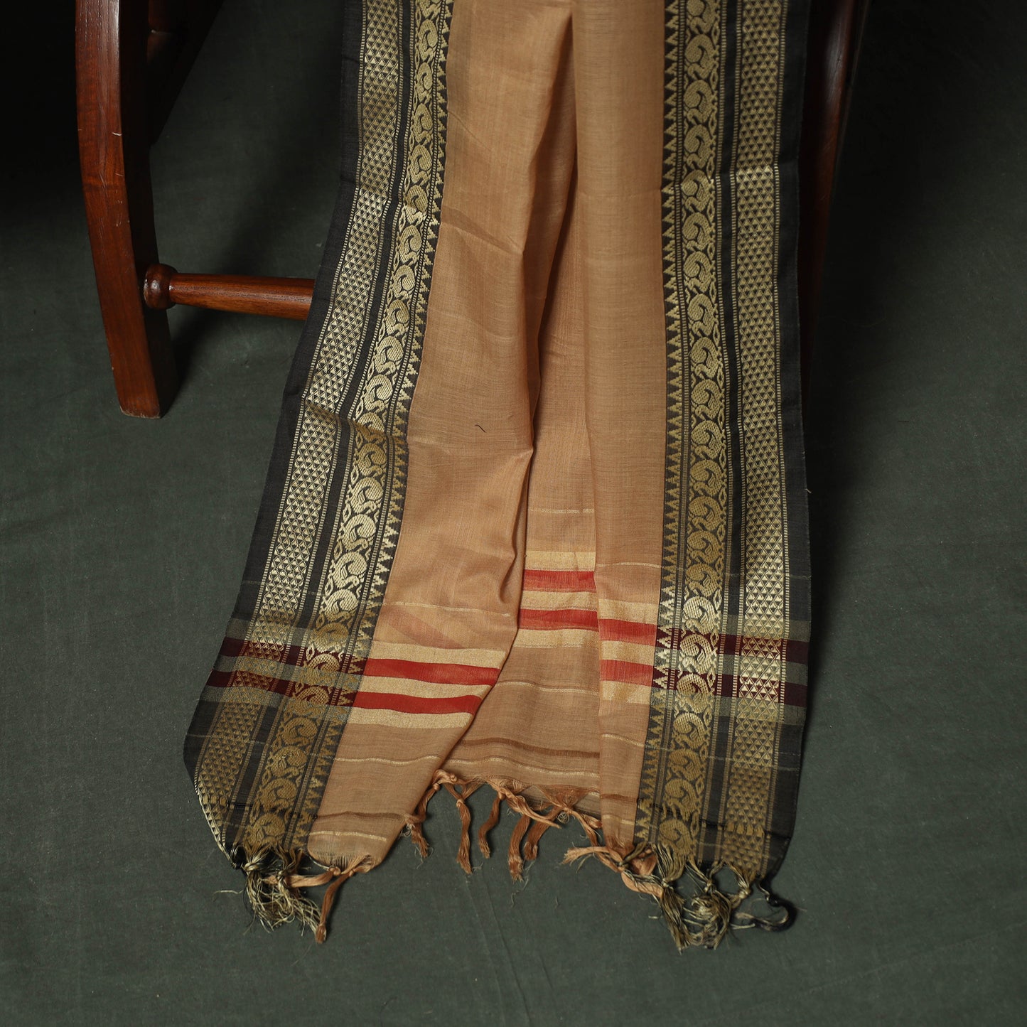Beige - Dharwad Woven Mercerised Cotton 3pc Unstitched Dress Material Suit Set 59