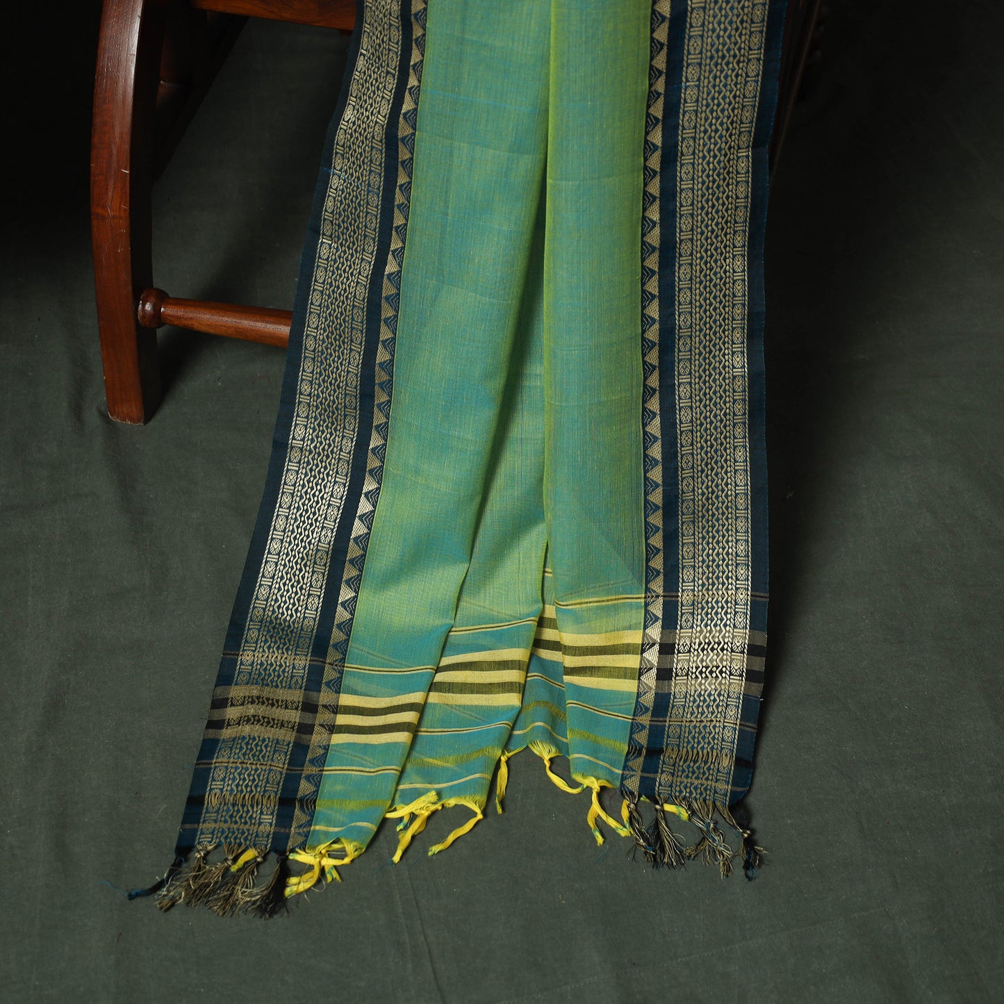 Green - Dharwad Woven Mercerised Cotton 3pc Unstitched Dress Material Suit Set 62