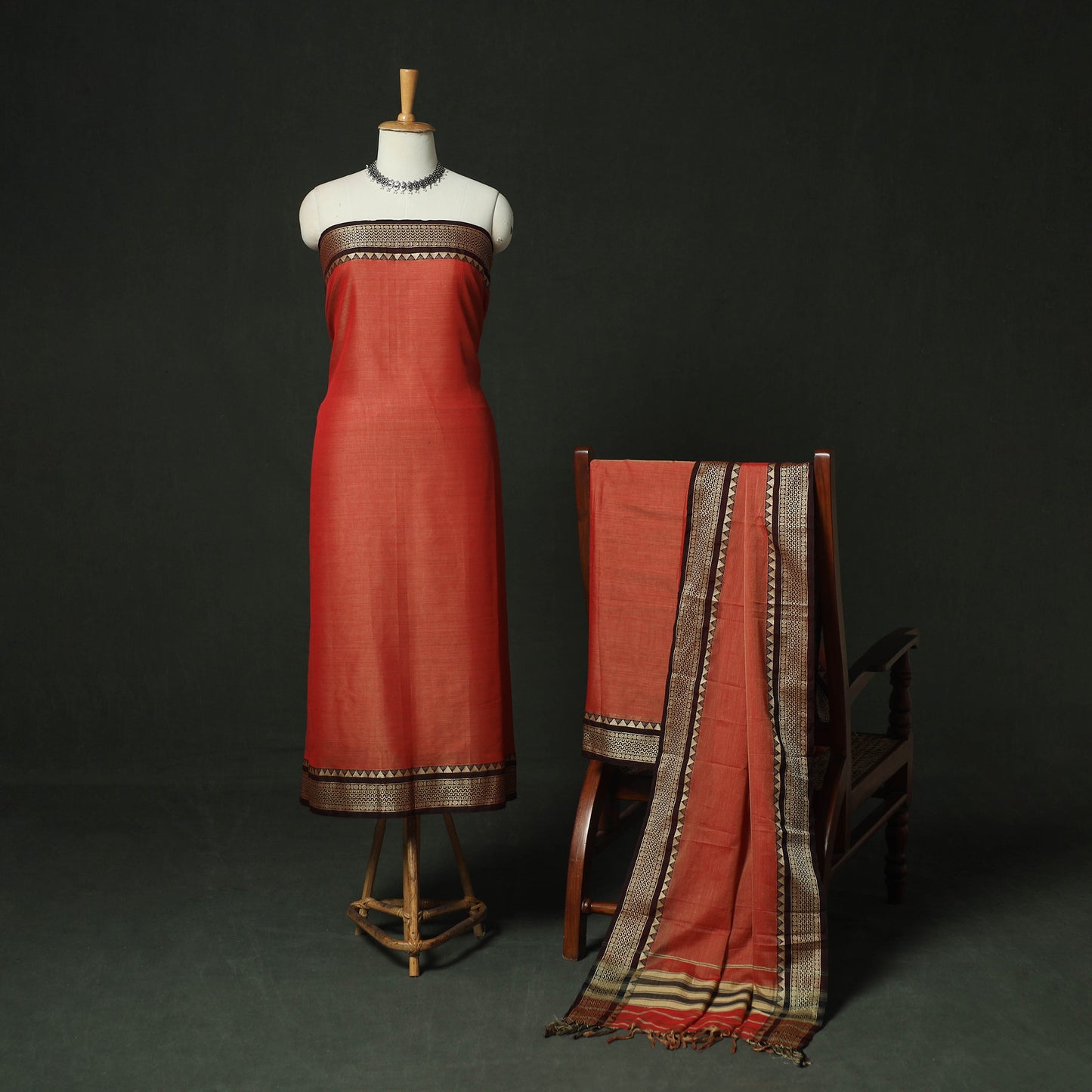 Dharwad Woven Mercerised Cotton 3pc Unstitched Dress Material Suit Set 64