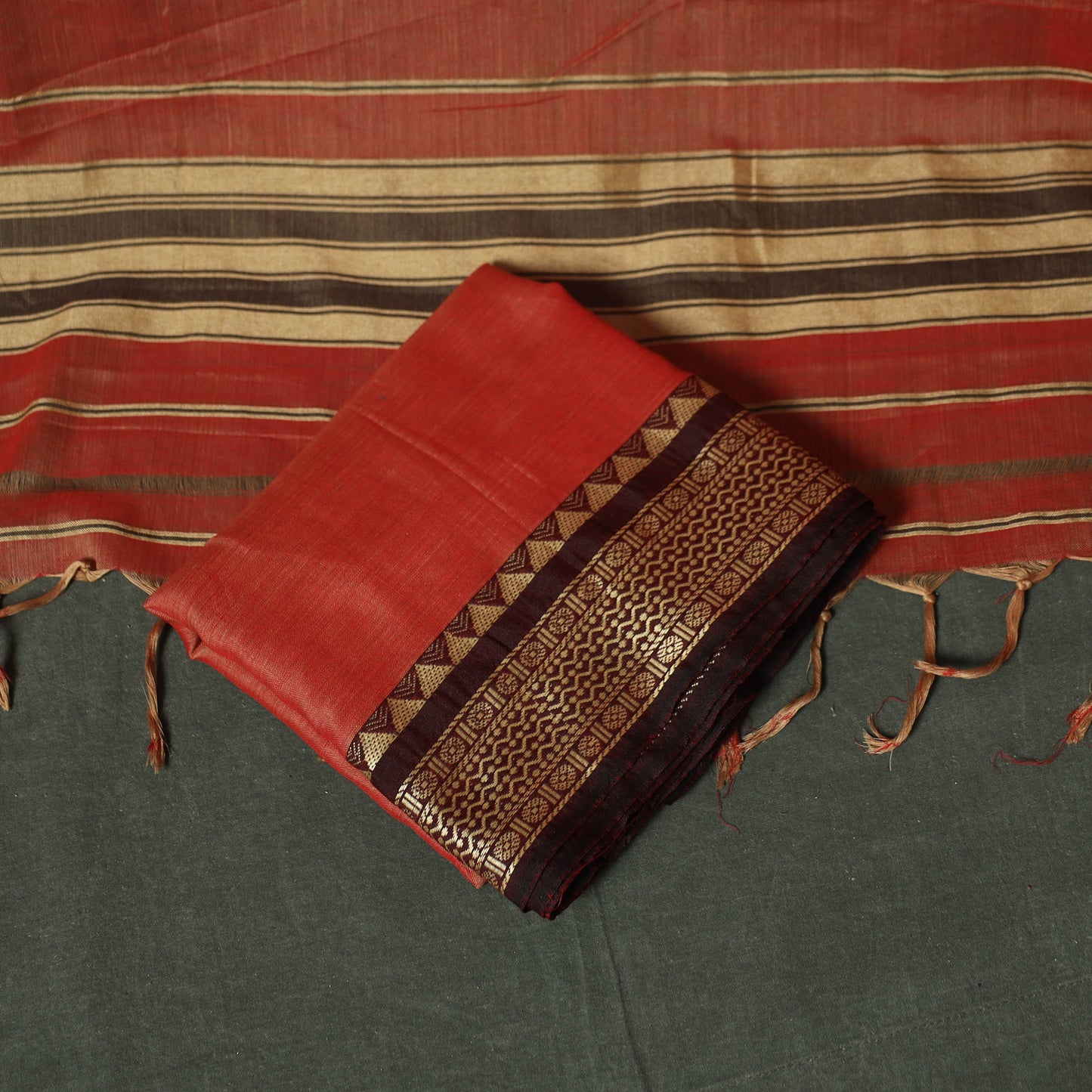 Dharwad Woven Mercerised Cotton 3pc Unstitched Dress Material Suit Set 64