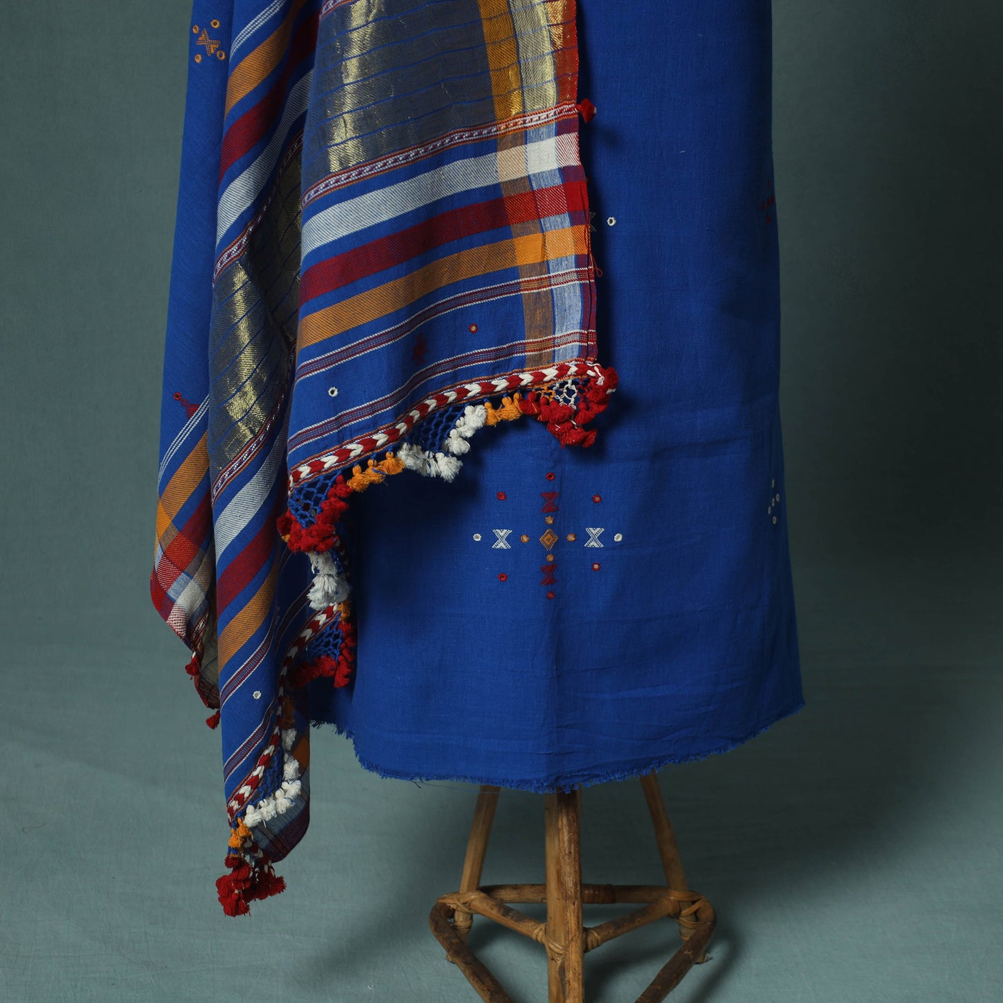 Kutch Bhujodi Handloom Kala Cotton 3pc Unstitched Dress Material Suit Set 02