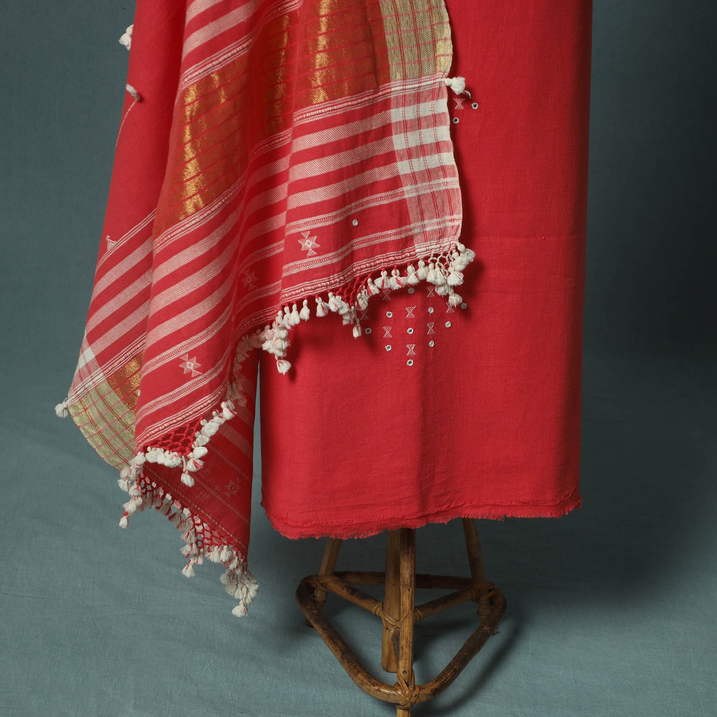 Kutch Bhujodi Handloom Kala Cotton 3pc Unstitched Dress Material Suit Set 02