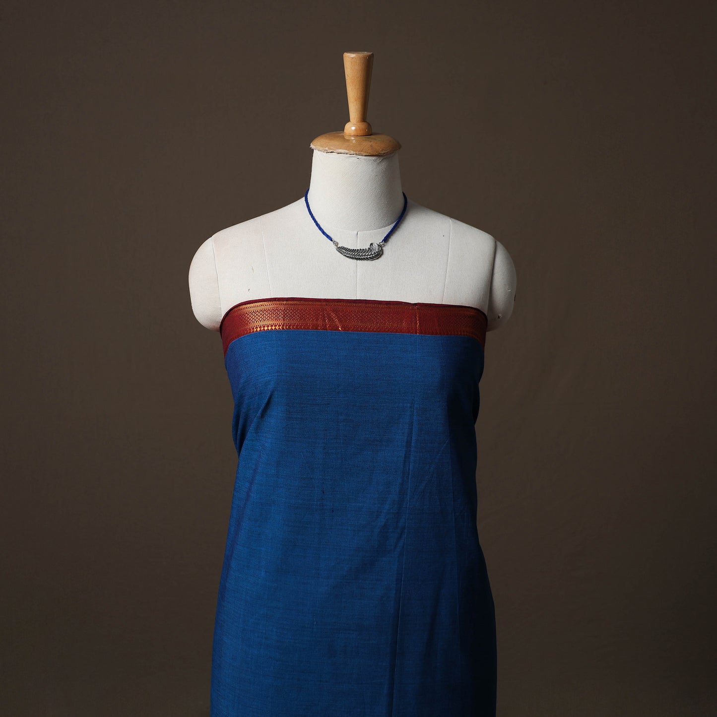 Mangalagiri Handwoven Cotton 2pc Unstitched Dress Material Kurta Set with Jewellery 16