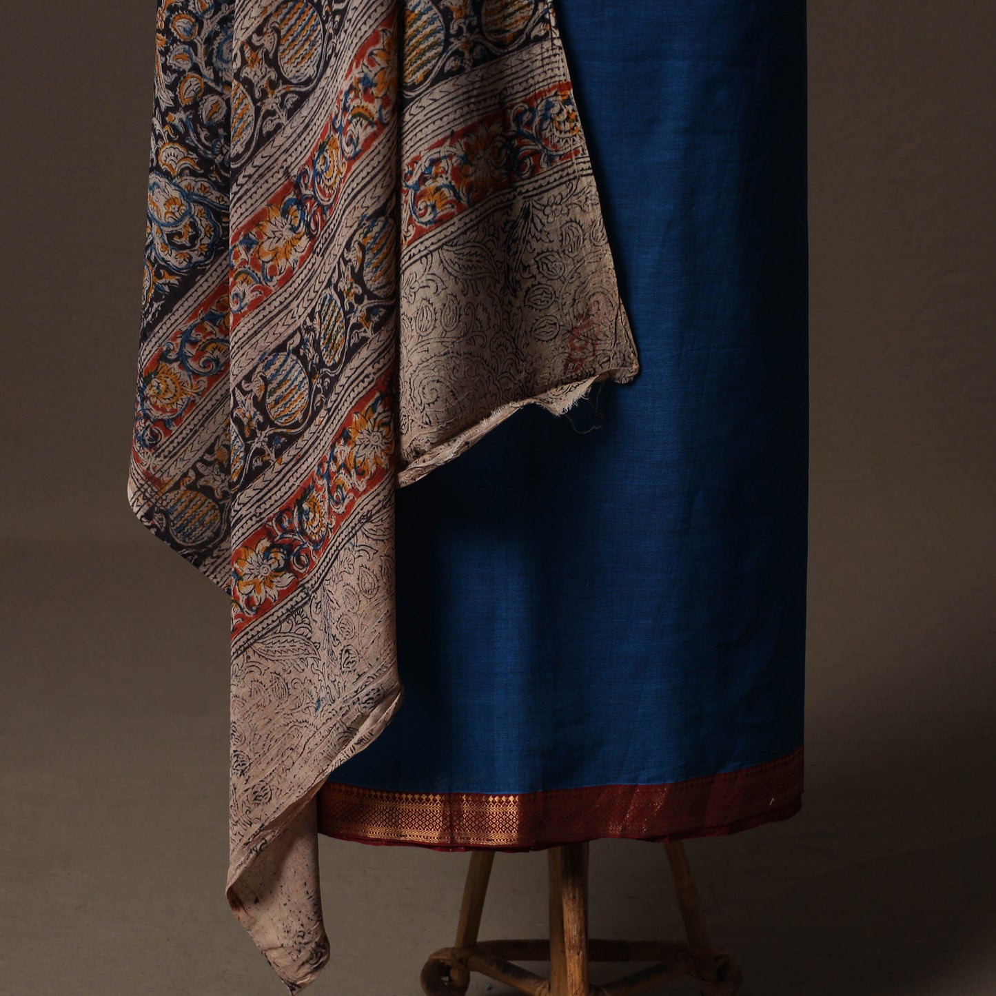 Mangalagiri Handwoven Cotton 2pc Unstitched Dress Material Kurta Set with Jewellery 03
