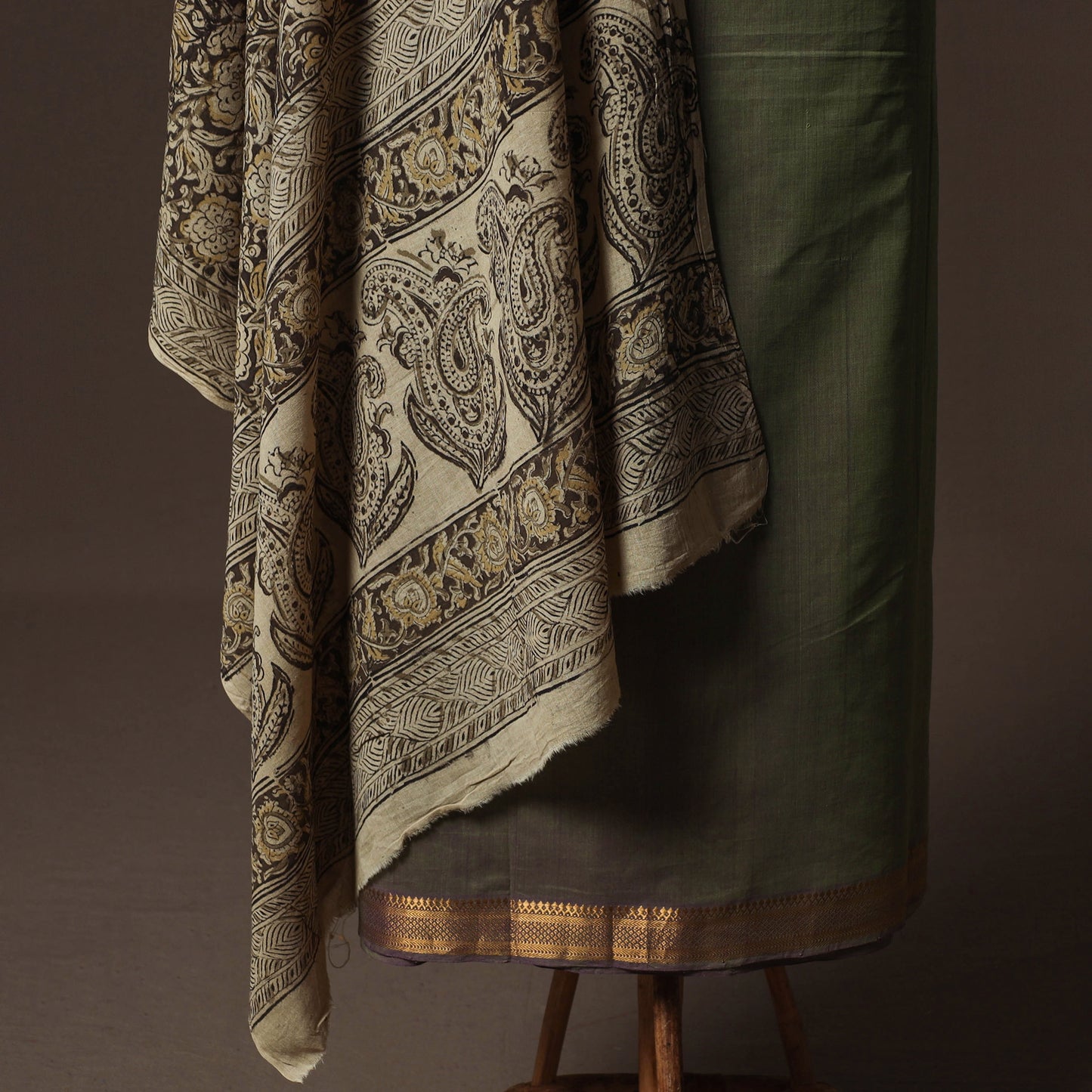Mangalagiri Handwoven Cotton 2pc Unstitched Dress Material Kurta Set with Jewellery 06