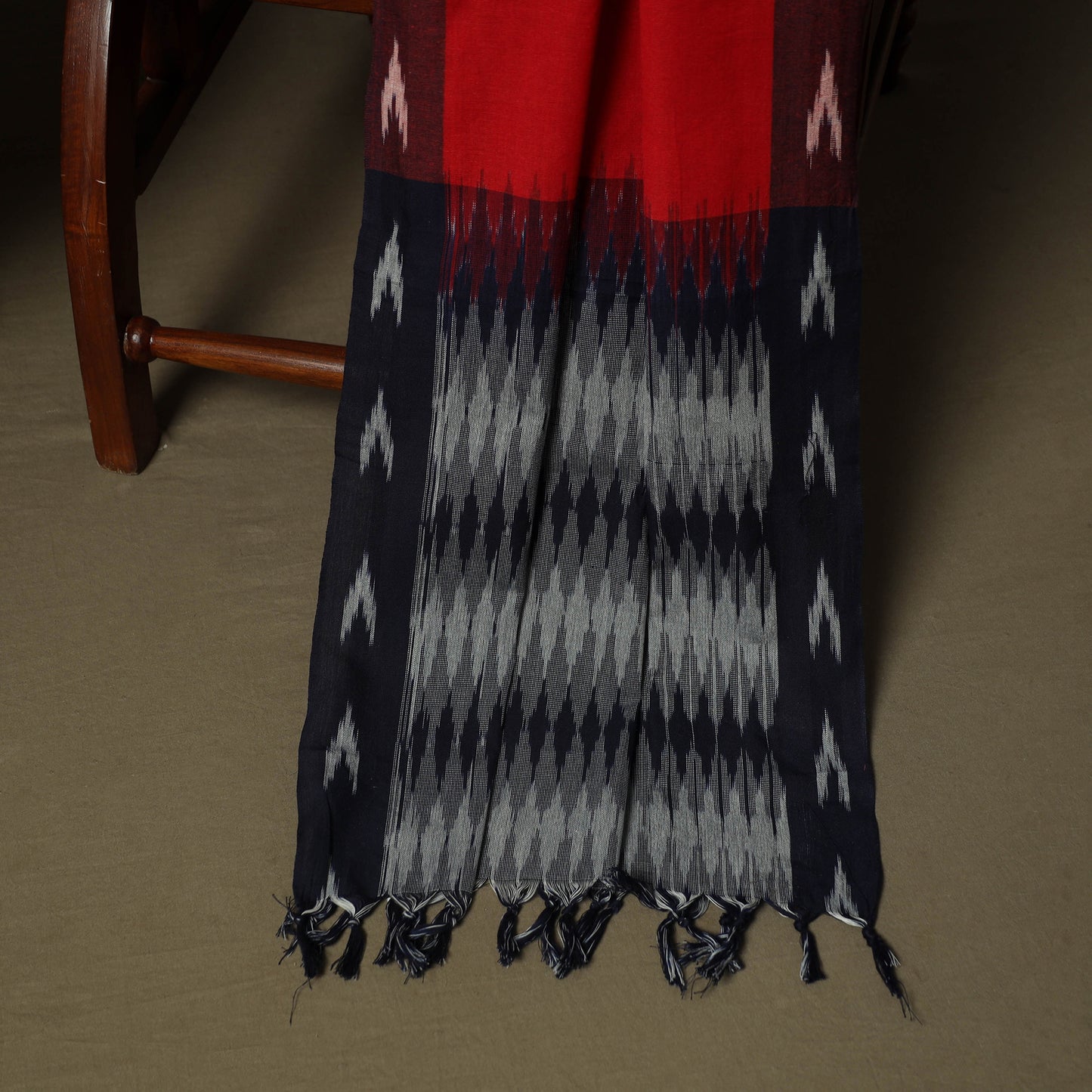 Grey - Pochampally Ikat Weave 3pc Cotton Unstitched Dress Material Suit Set 01