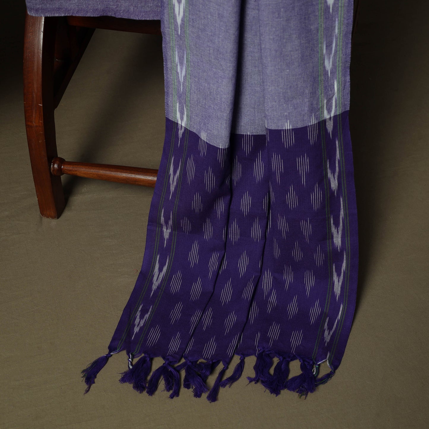 Purple - Pochampally Ikat Weave 3pc Cotton Unstitched Dress Material Suit Set 04