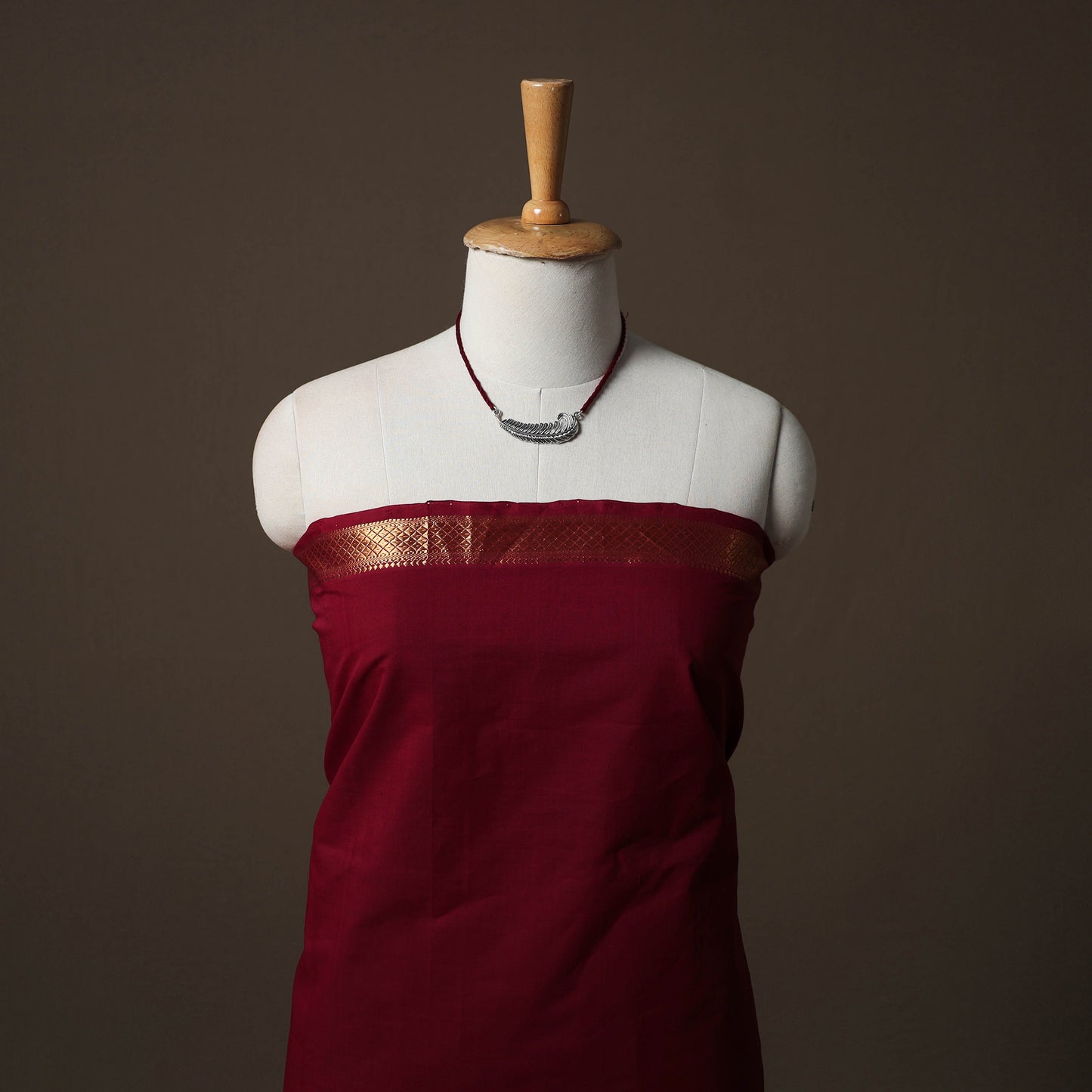 Mangalagiri Handwoven Cotton 2pc Unstitched Dress Material Kurta Set with Jewellery 19