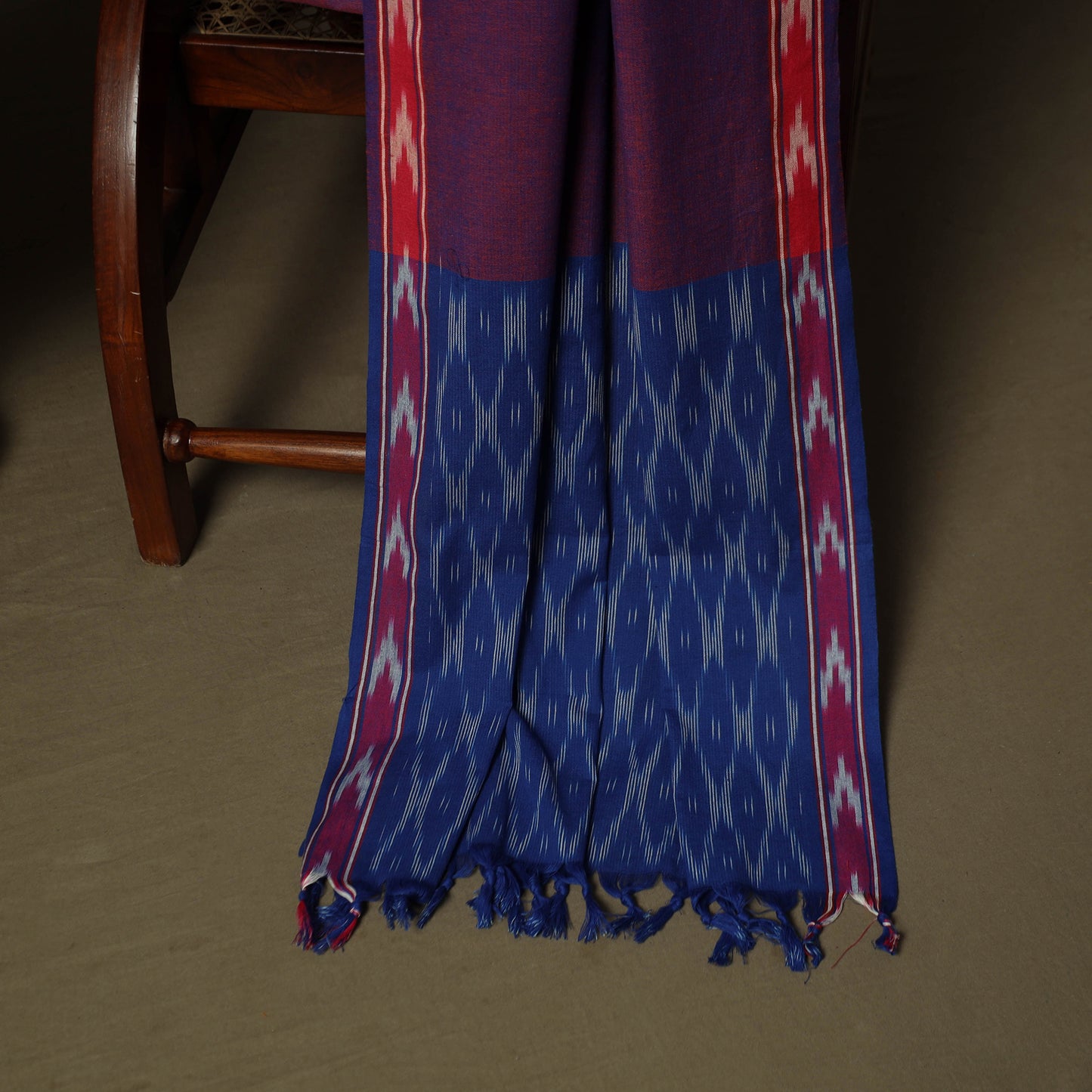 Blue - Pochampally Ikat Weave 3pc Cotton Unstitched Dress Material Suit Set 16