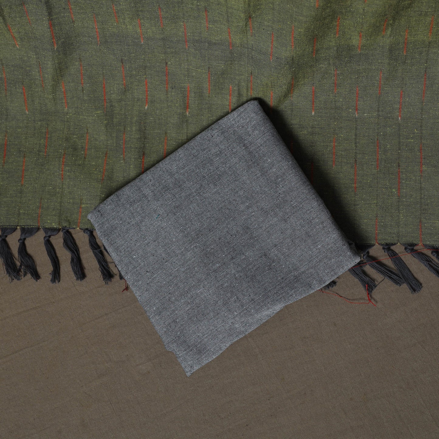 Pochampally Ikat Weave 3pc Cotton Unstitched Dress Material Suit Set 05