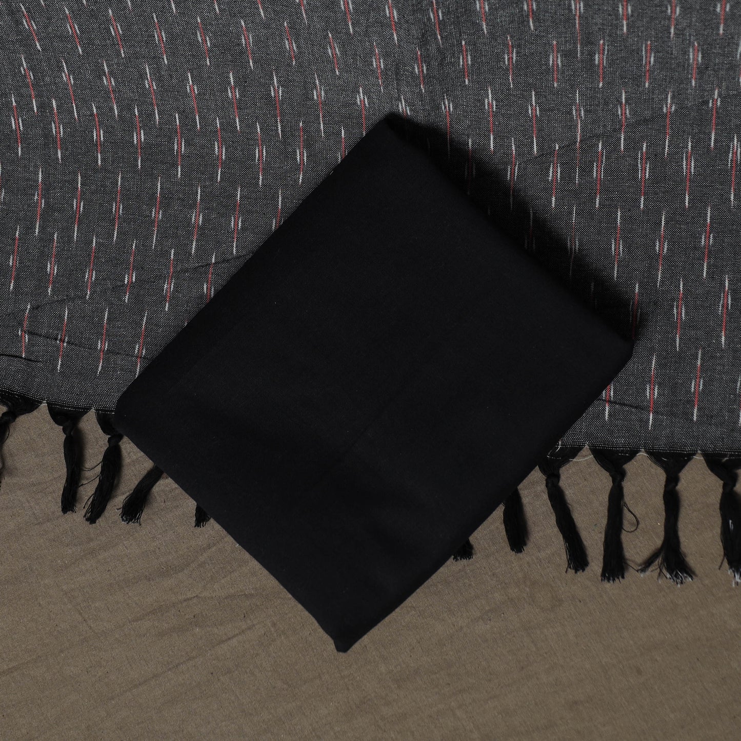 Pochampally Ikat Weave 3pc Cotton Unstitched Dress Material Suit Set 06