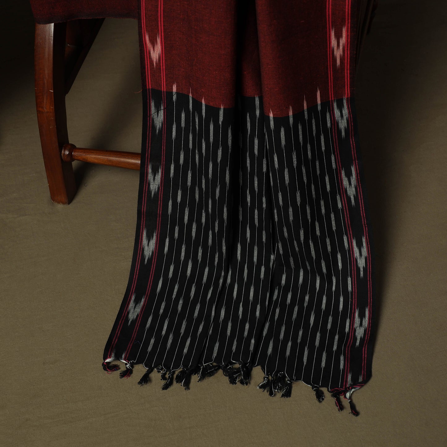 Black - Pochampally Ikat Weave 3pc Cotton Unstitched Dress Material Suit Set 18