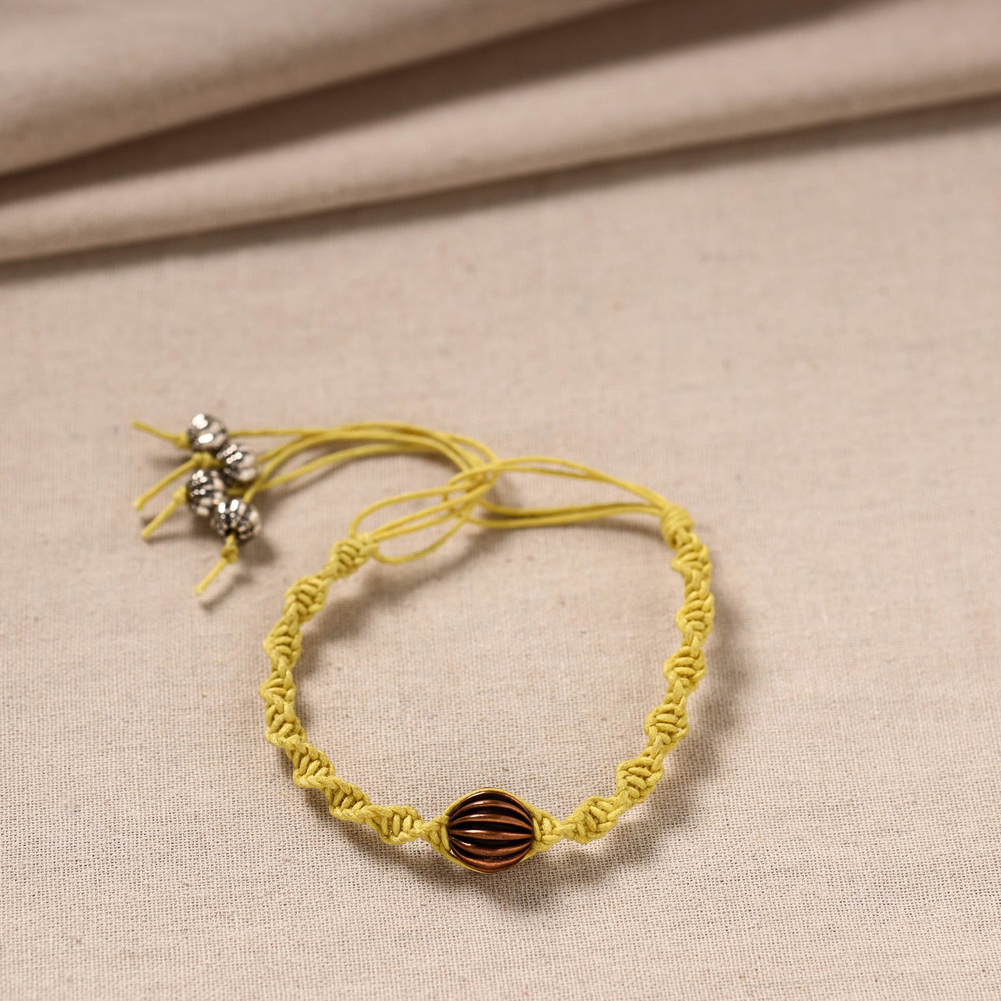 Yellow - handmade metal beadwork bracelet 38 - handcrafted