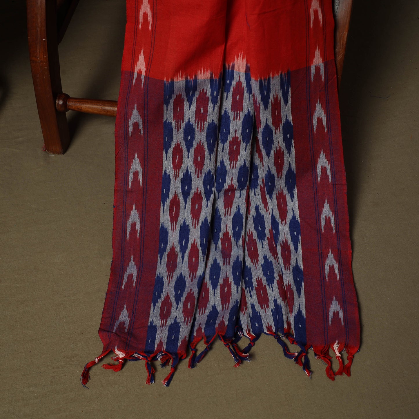 Multicolor - Pochampally Ikat Weave 3pc Cotton Unstitched Dress Material Suit Set 27