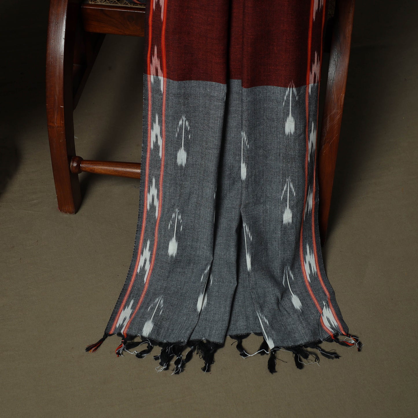 Grey - Pochampally Ikat Weave 3pc Cotton Unstitched Dress Material Suit Set 29