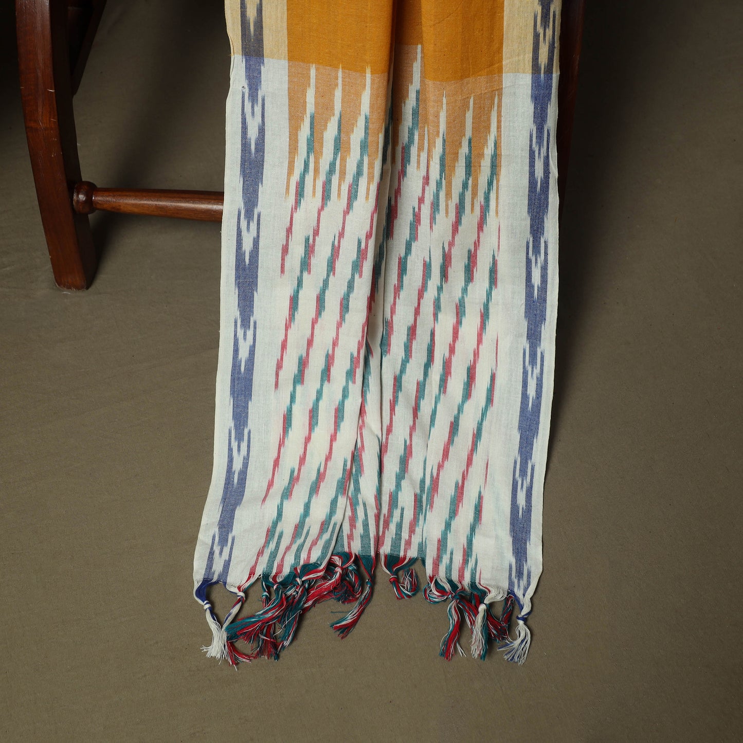 Multicolor - Pochampally Ikat Weave 3pc Cotton Unstitched Dress Material Suit Set 33