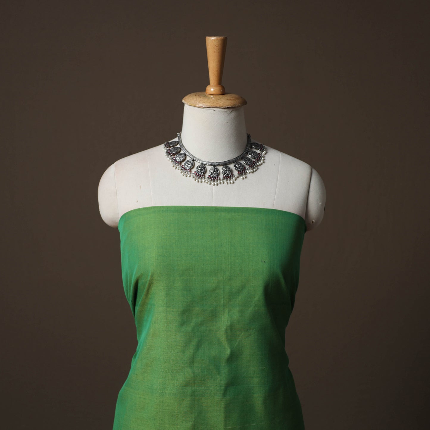 Green - 2pc Handloom Maheshwari Silk Unstitched Dress Material Kurta Set 24