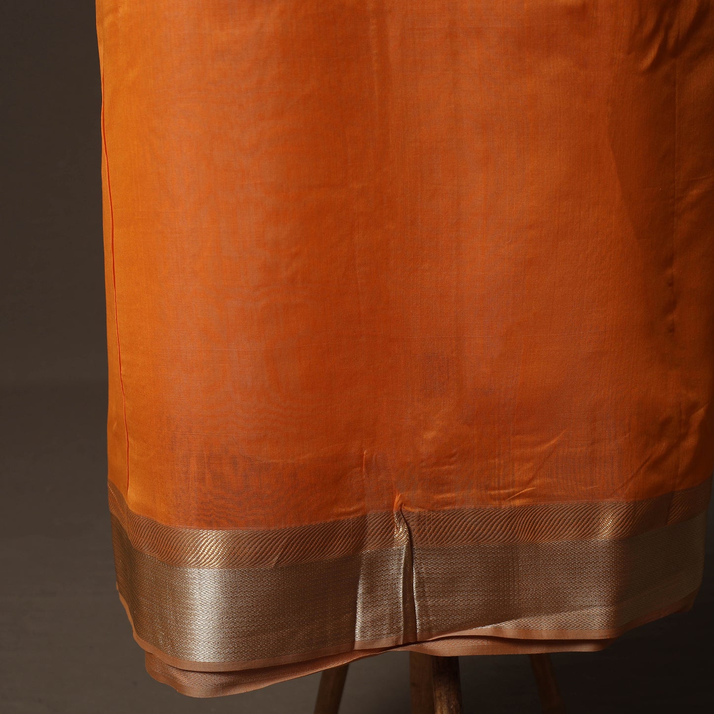 Orange - 2pc Handloom Maheshwari Silk Unstitched Dress Material Kurta Set with Resham Zari Border 30