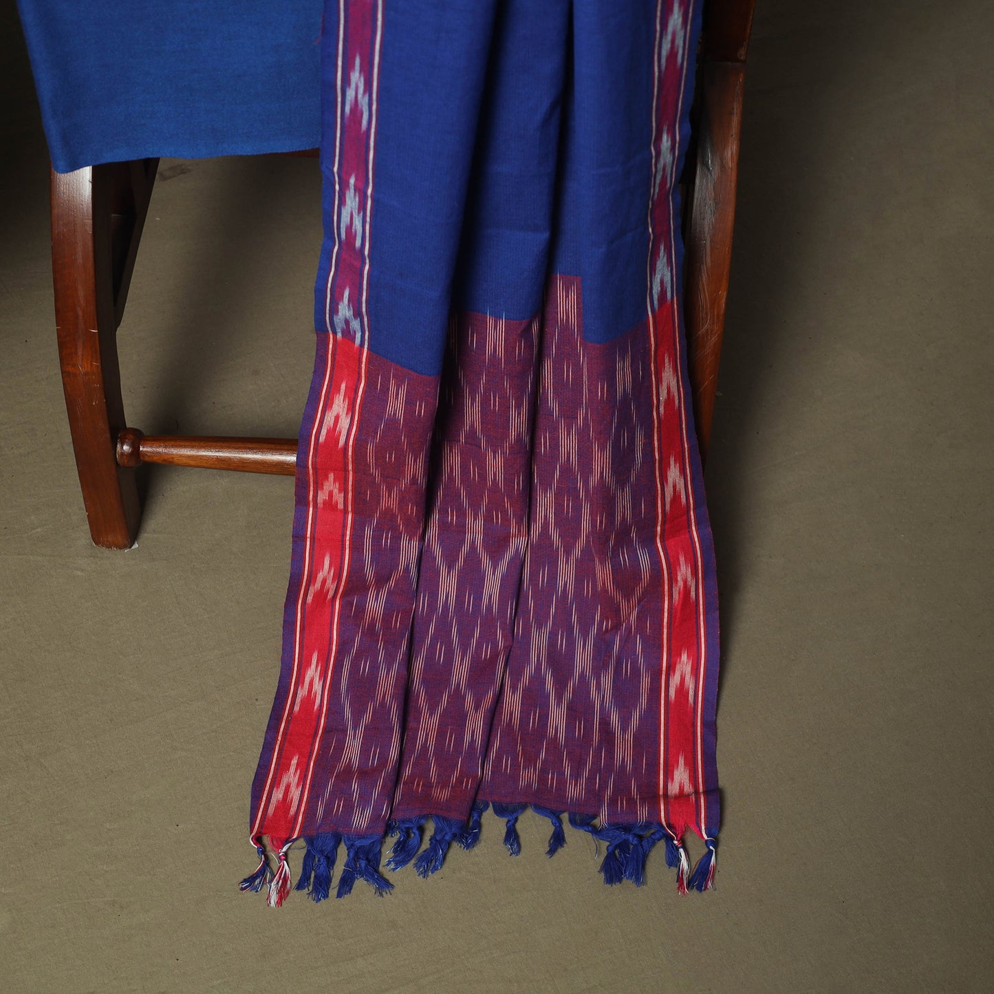 Purple - Pochampally Ikat Weave 3pc Cotton Unstitched Dress Material Suit Set 45