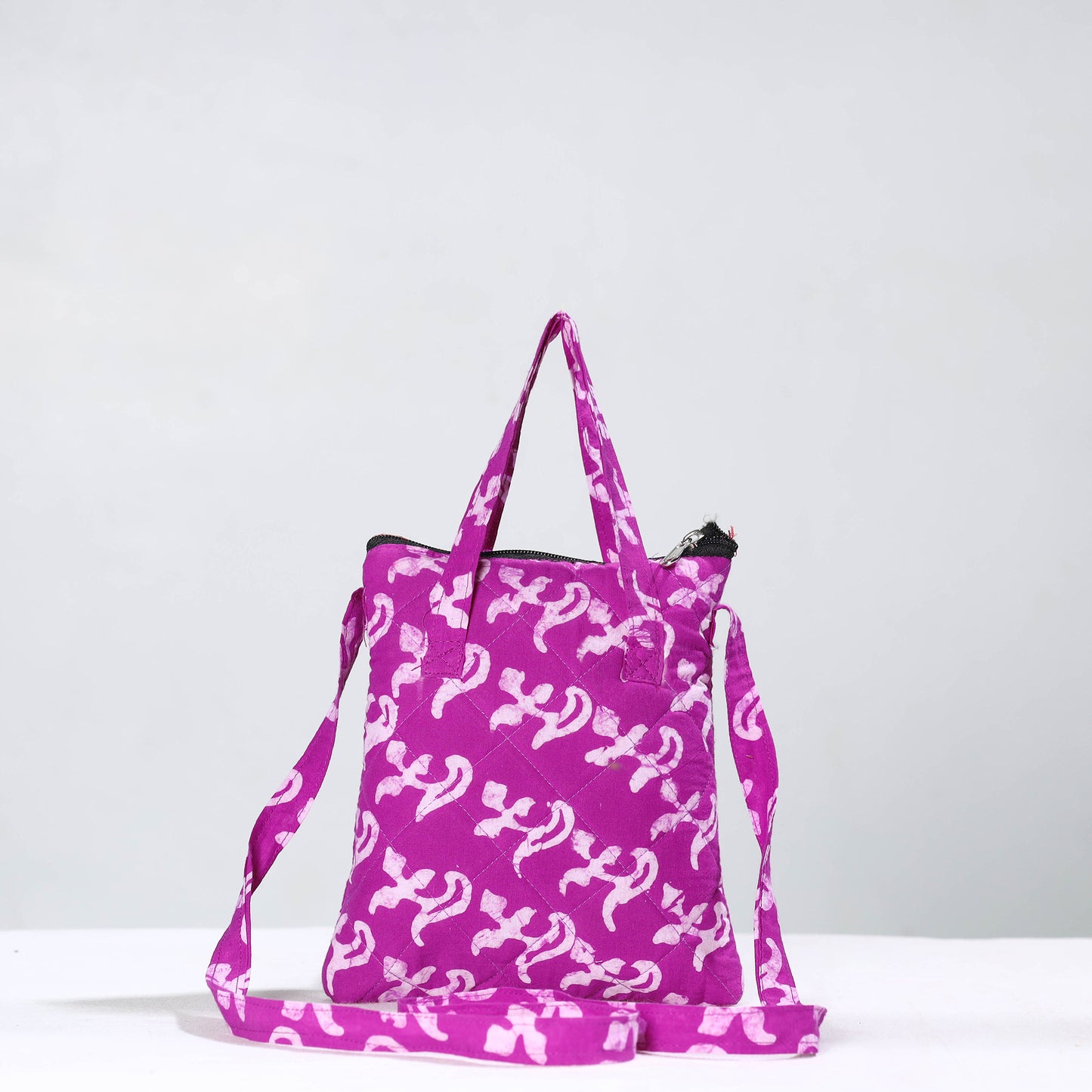 Purple - Hand Batik Printed Quilted Cotton Sling Bag 02