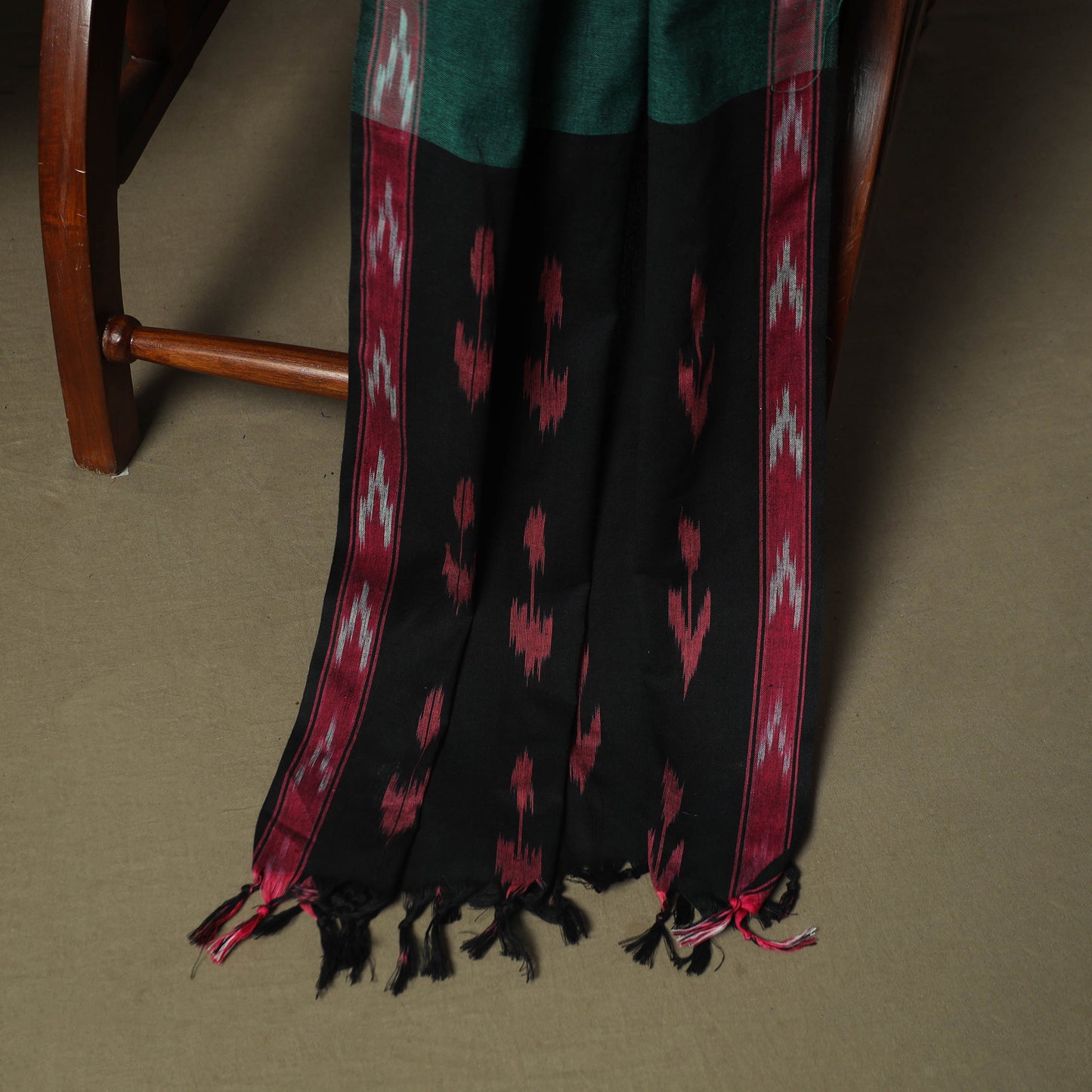 Black - Pochampally Ikat Weave 3pc Cotton Unstitched Dress Material Suit Set 46