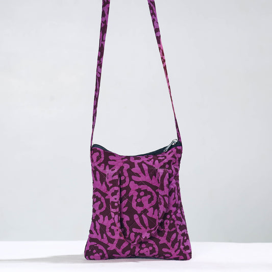 Hand Batik Printed Quilted Cotton Sling Bag 05