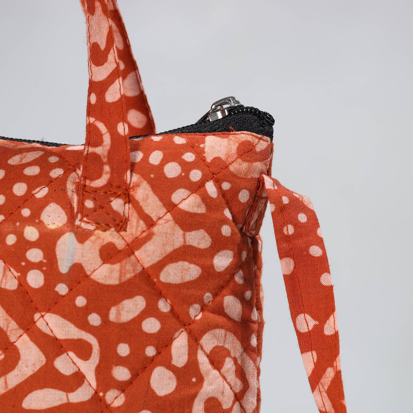 Orange - Hand Batik Printed Quilted Cotton Sling Bag 08