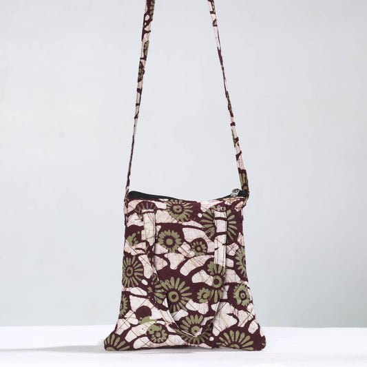 Multicolor - Hand Batik Printed Quilted Cotton Sling Bag 11