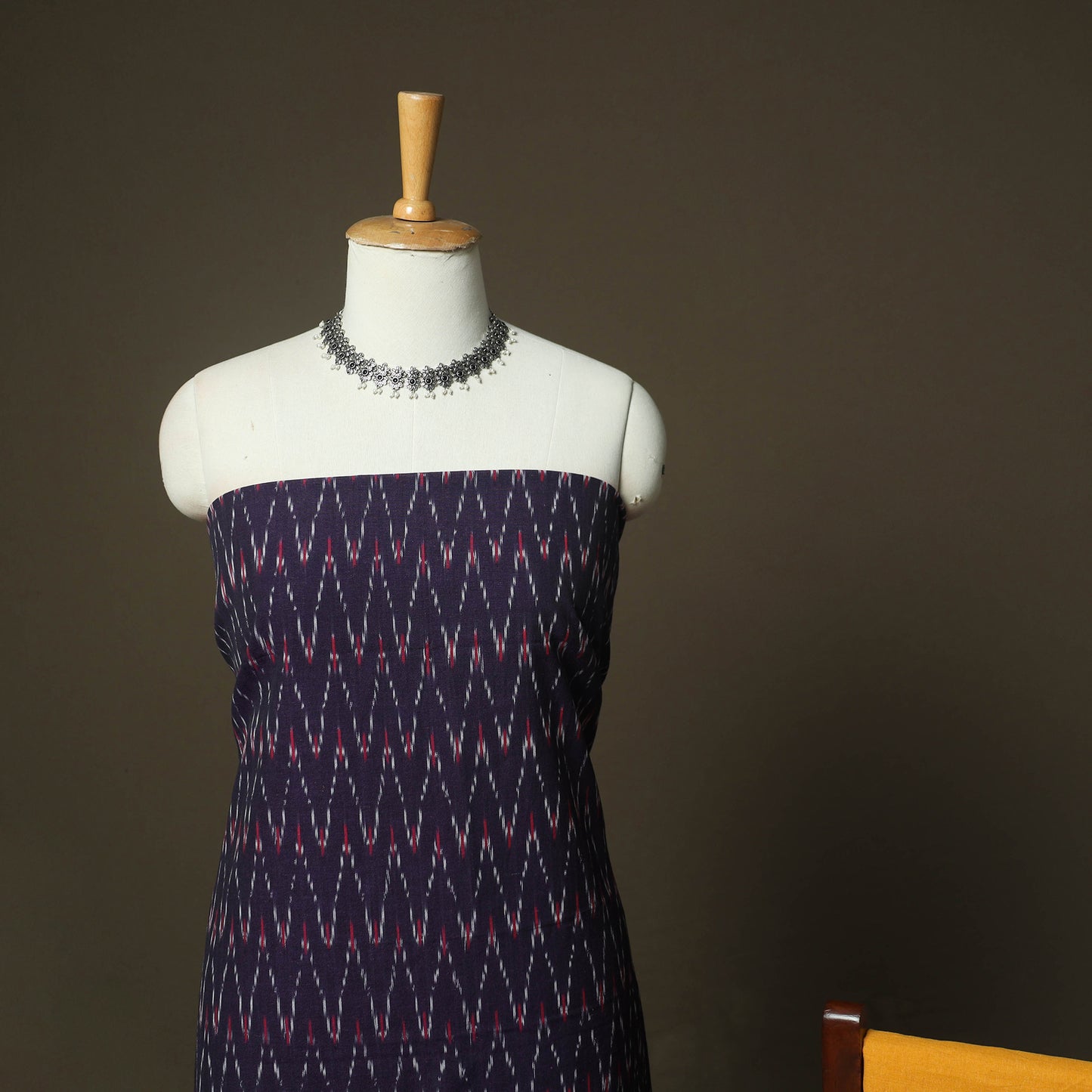 Purple - Pochampally Ikat Weave 3pc Cotton Unstitched Dress Material Suit Set 52