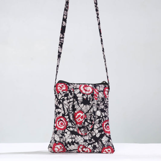 Grey - Hand Batik Printed Quilted Cotton Sling Bag 13