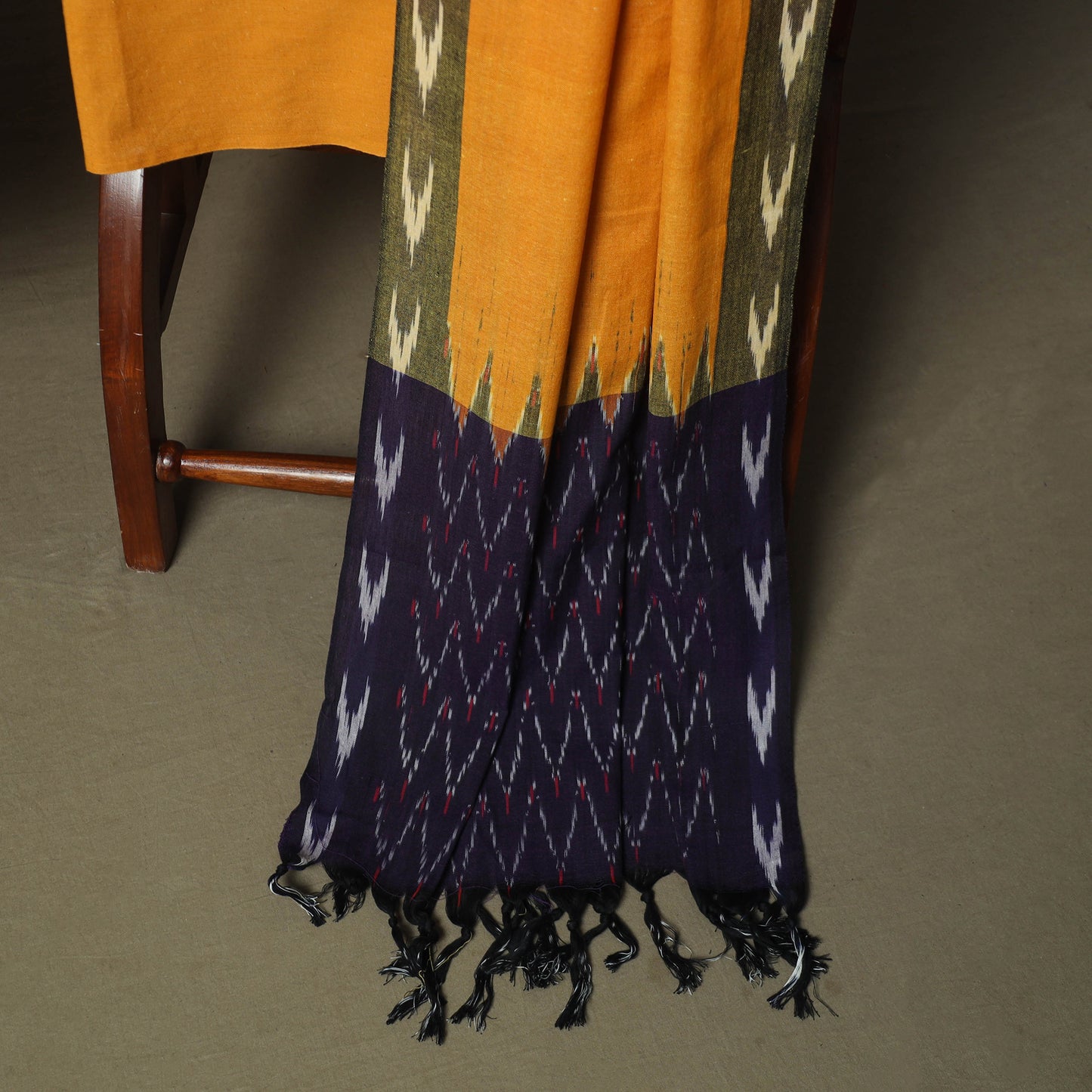Purple - Pochampally Ikat Weave 3pc Cotton Unstitched Dress Material Suit Set 52
