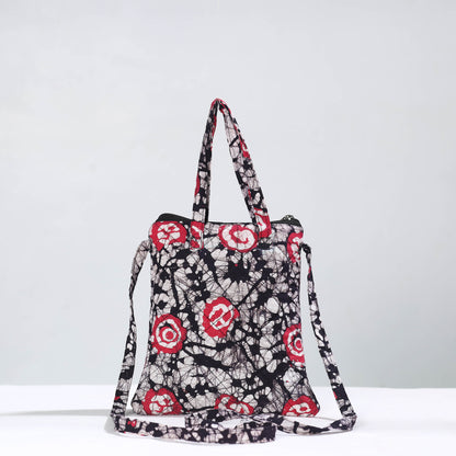 Grey - Hand Batik Printed Quilted Cotton Sling Bag 13