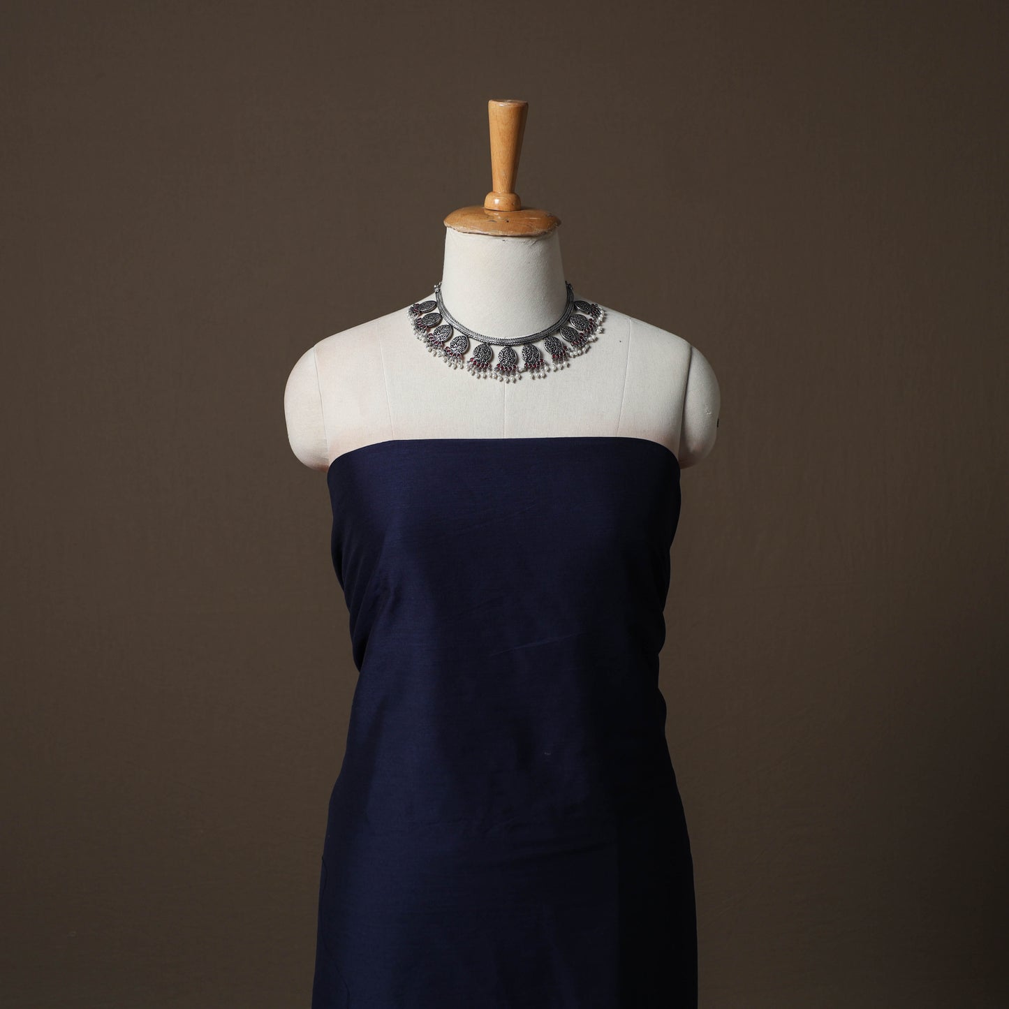 Plain Slub Silk 2pc Unstitched Dress Material Kurta Set with Earrings 36