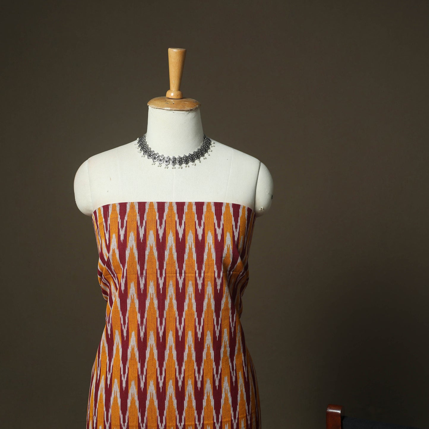 Multicolor - Pochampally Ikat Weave 3pc Cotton Unstitched Dress Material Suit Set 54