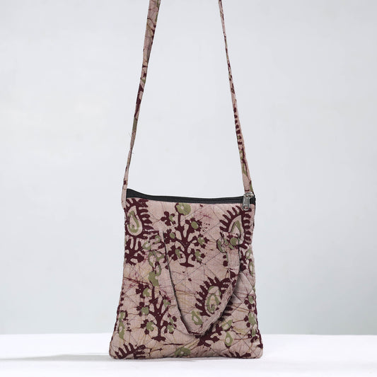 Hand Batik Printed Quilted Cotton Sling Bag 17