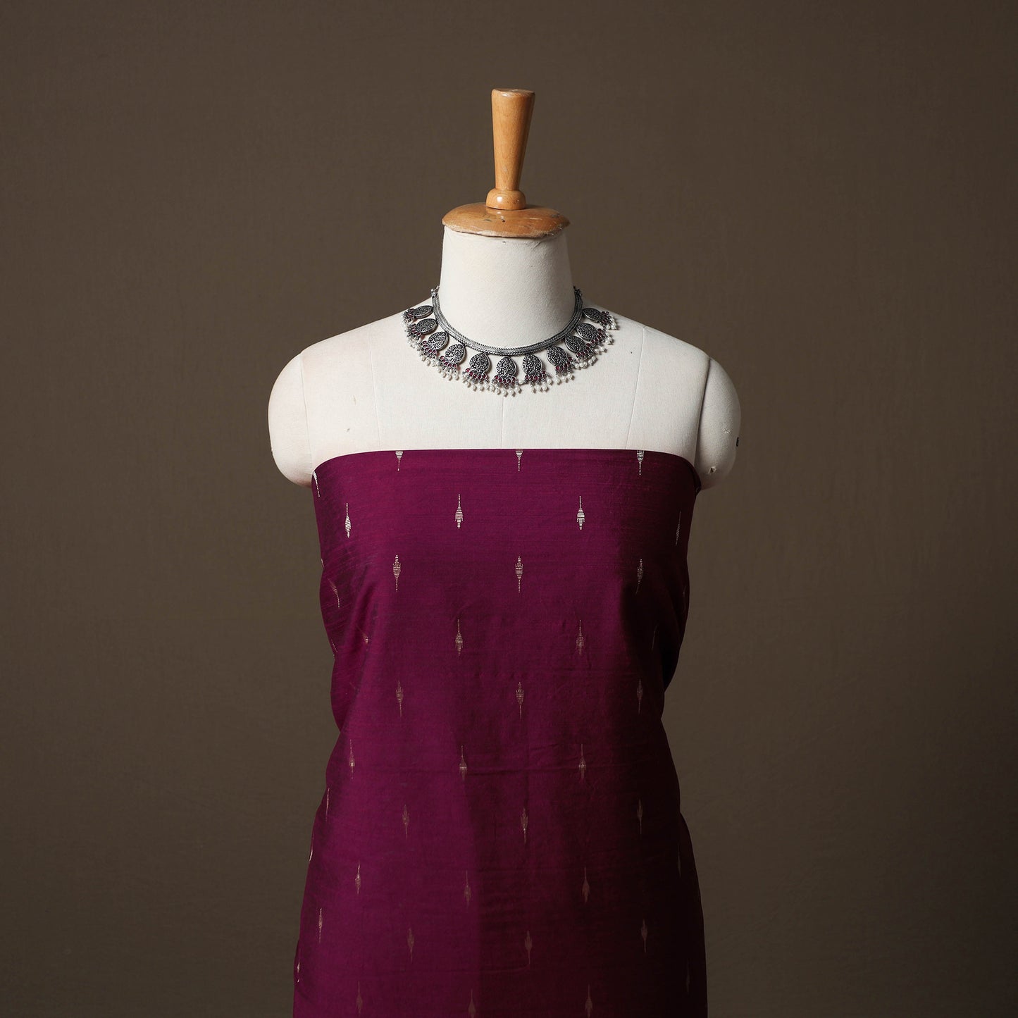 Spun Dupion Viscose Silk Buti 2pc Unstitched Dress Material Kurta Set with Earrings 32