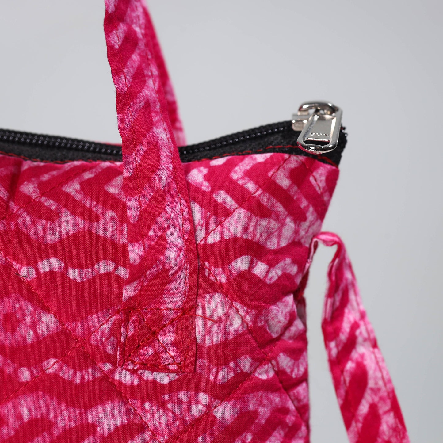 Pink - Hand Batik Printed Quilted Cotton Sling Bag 24
